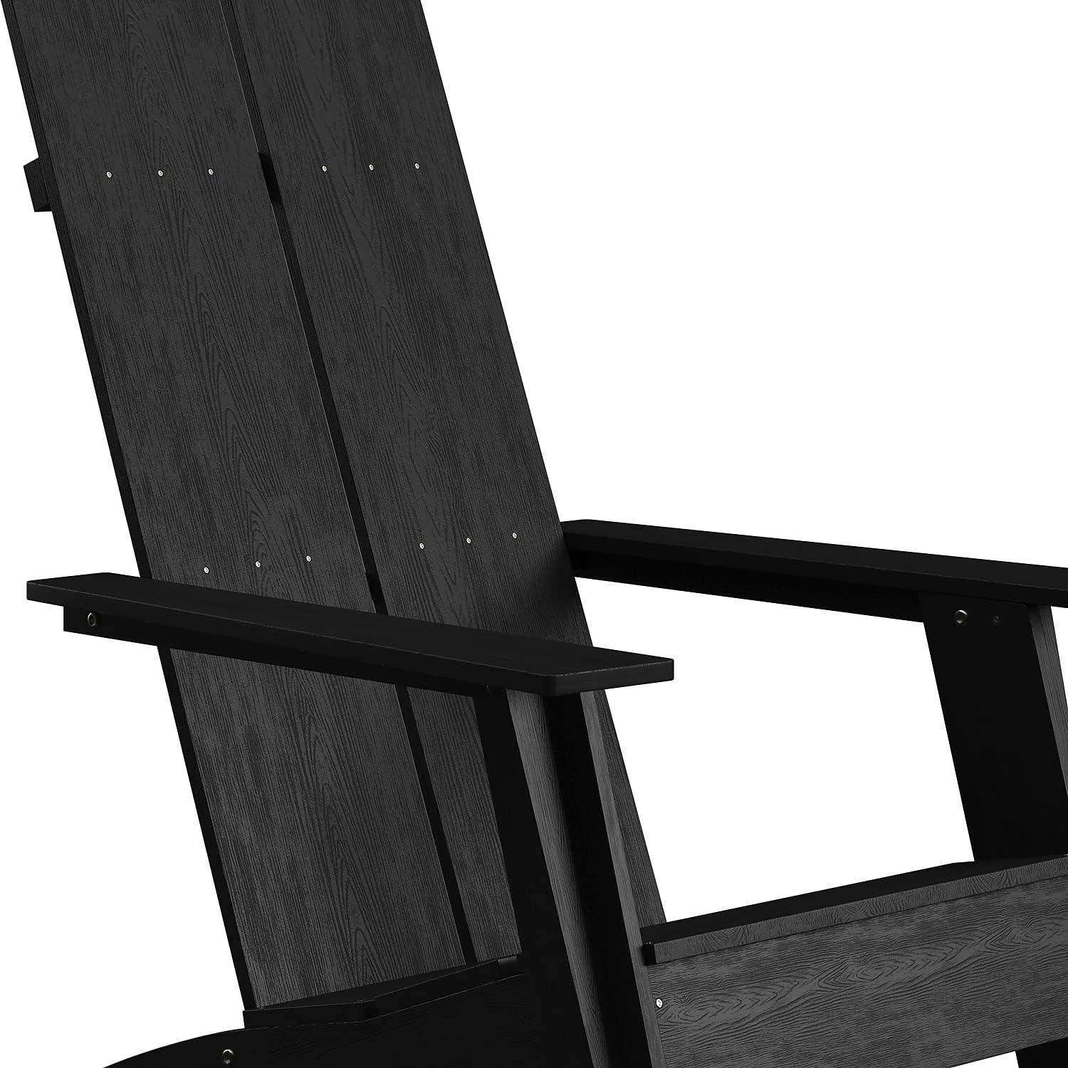 imageFlash Furniture Sawyer Modern Commercial 2Slat Back Adirondack Chair Navy Blue Commercial AllWeather Poly Resin Lounge ChairBlack
