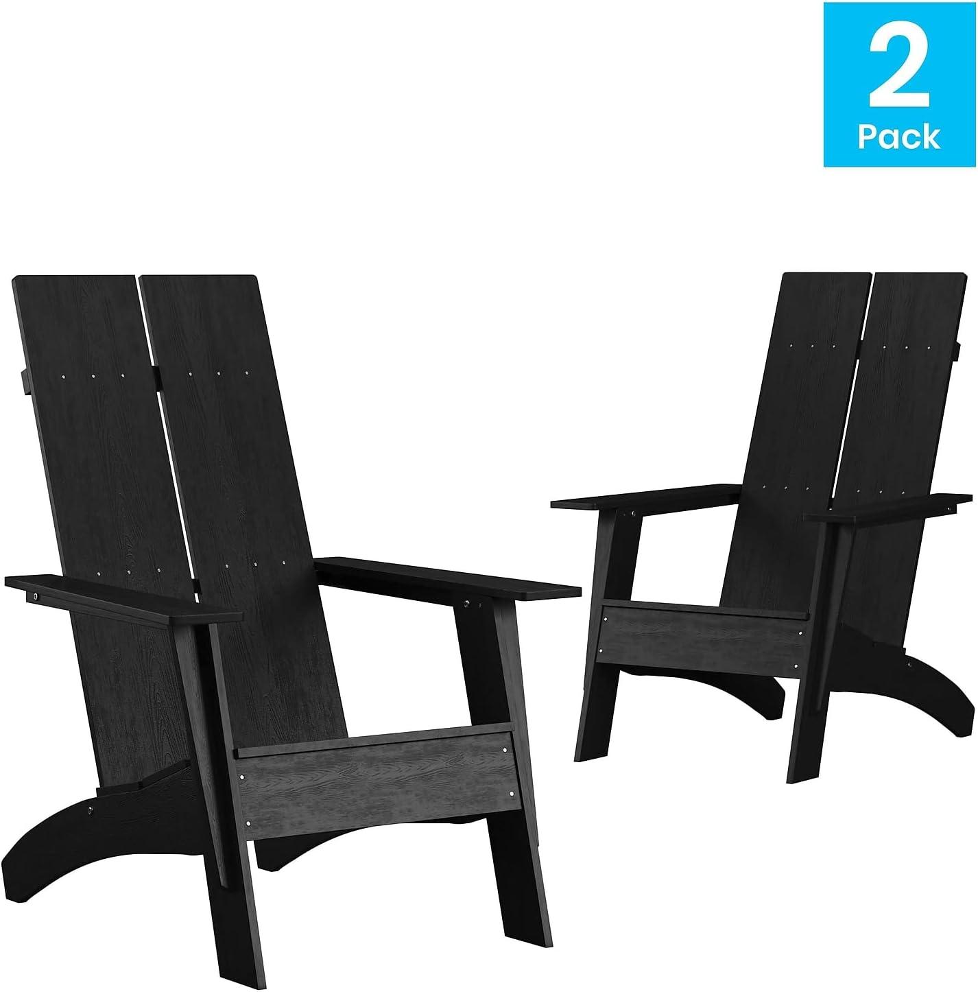 imageFlash Furniture Sawyer Modern Commercial 2Slat Back Adirondack Chair Navy Blue Commercial AllWeather Poly Resin Lounge ChairBlack