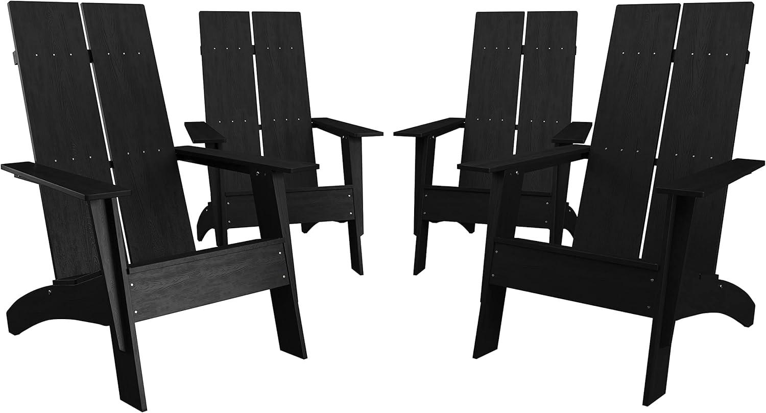 imageFlash Furniture Sawyer Modern Commercial 2Slat Back Adirondack Chair Navy Blue Commercial AllWeather Poly Resin Lounge ChairBlack