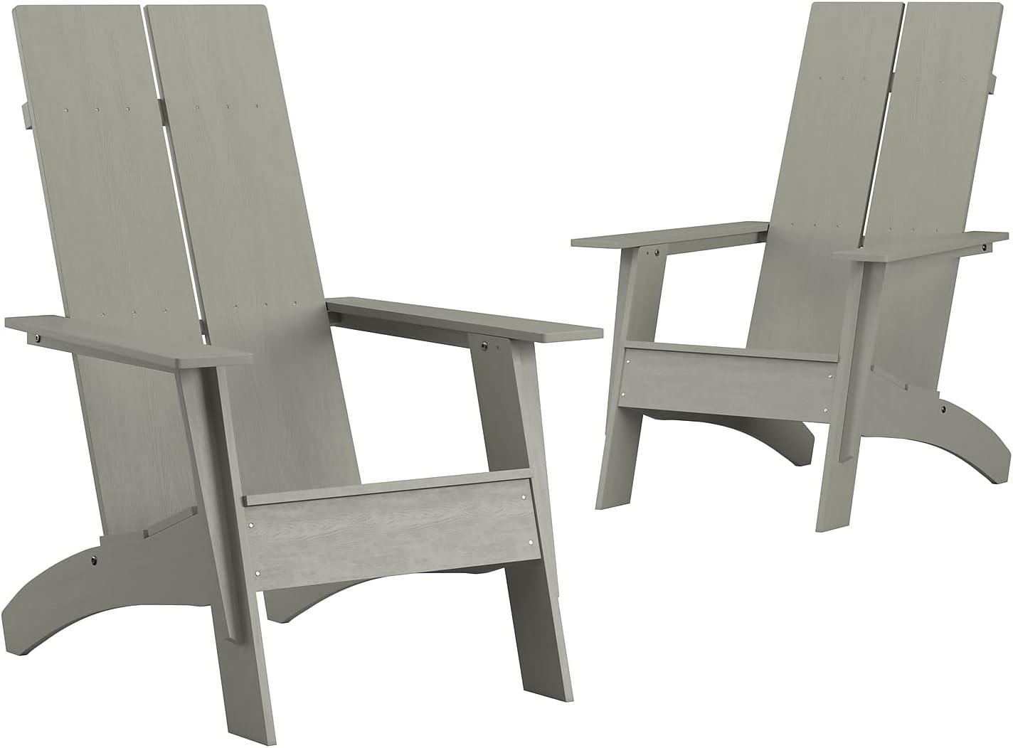 imageFlash Furniture Sawyer Modern Commercial 2Slat Back Adirondack Chair Navy Blue Commercial AllWeather Poly Resin Lounge ChairGrey