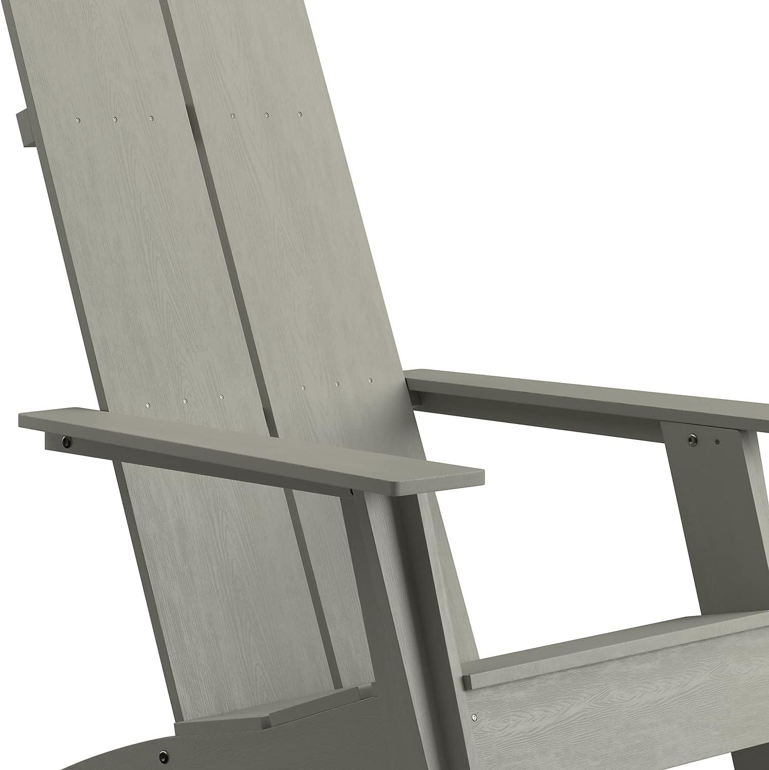 imageFlash Furniture Sawyer Modern Commercial 2Slat Back Adirondack Chair Navy Blue Commercial AllWeather Poly Resin Lounge ChairGrey
