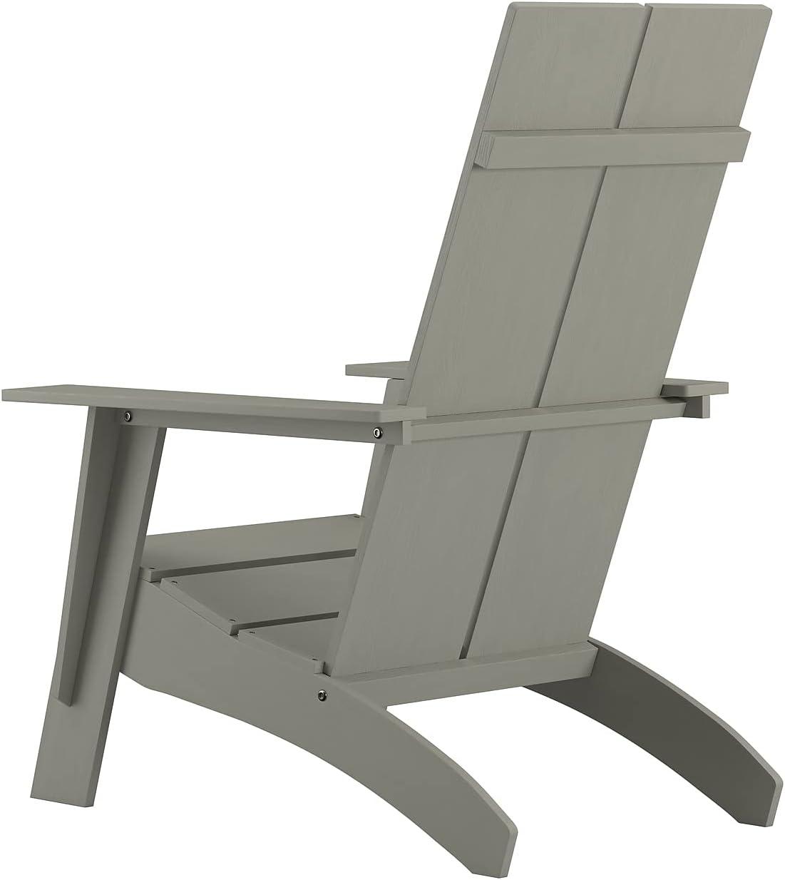 imageFlash Furniture Sawyer Modern Commercial 2Slat Back Adirondack Chair Navy Blue Commercial AllWeather Poly Resin Lounge ChairGrey