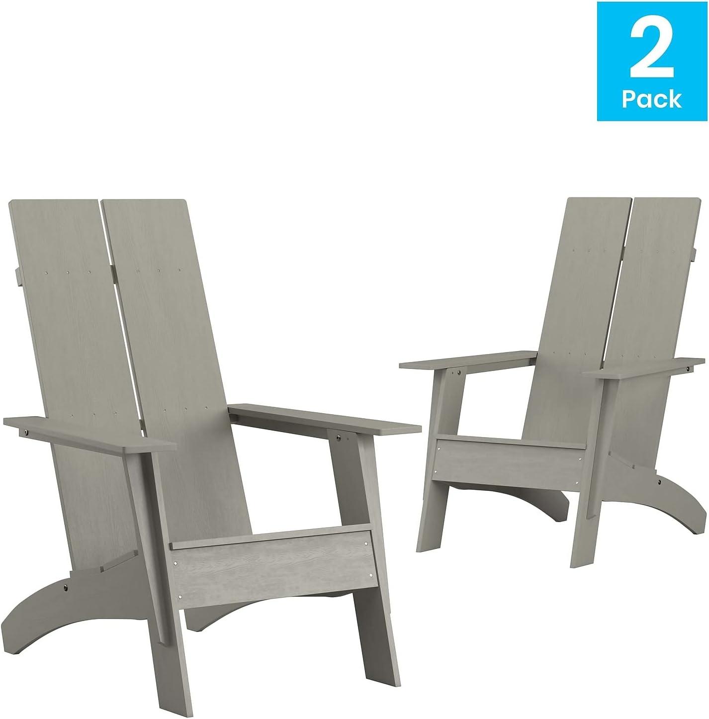 imageFlash Furniture Sawyer Modern Commercial 2Slat Back Adirondack Chair Navy Blue Commercial AllWeather Poly Resin Lounge ChairGrey