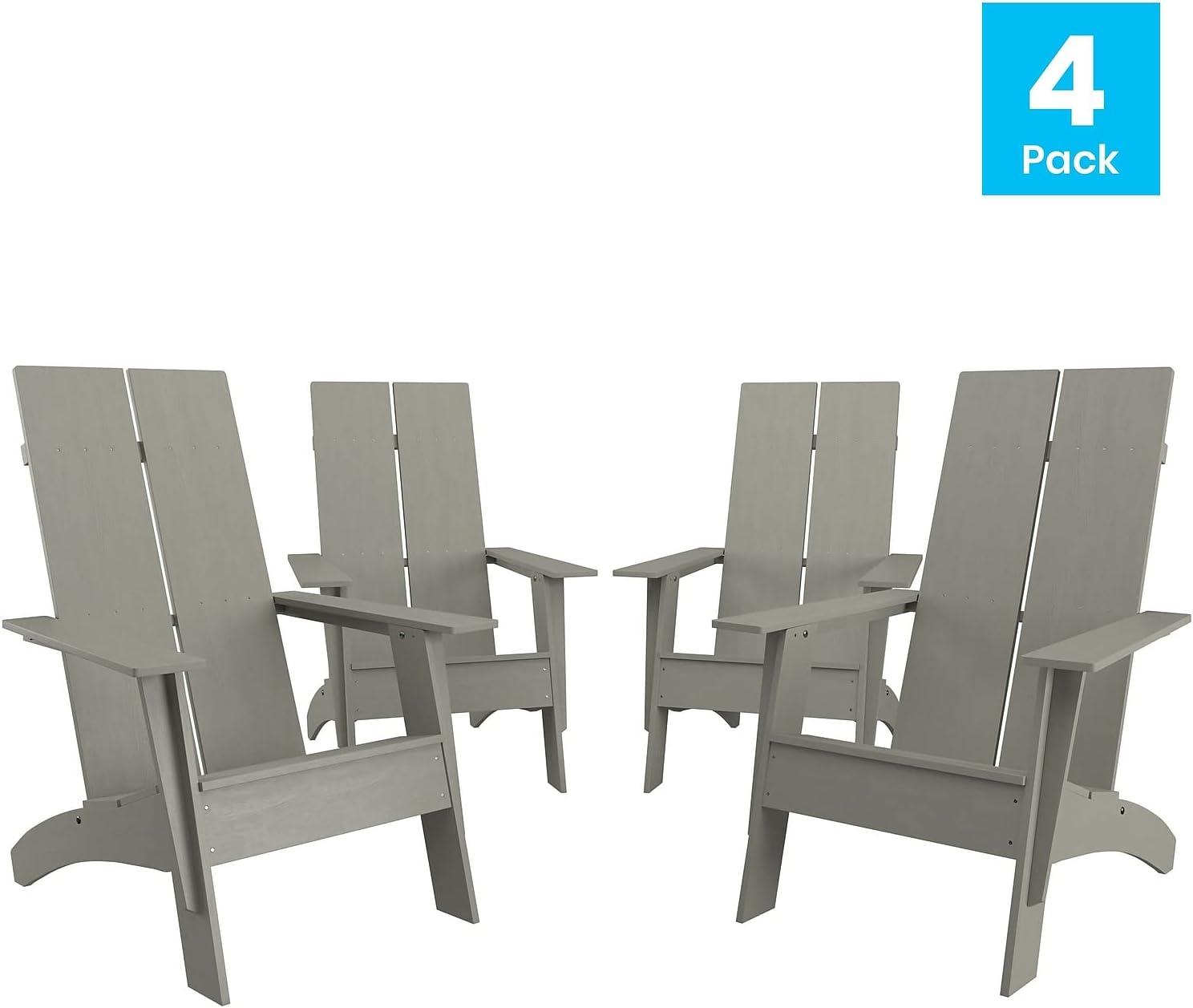 imageFlash Furniture Sawyer Modern Commercial 2Slat Back Adirondack Chair Navy Blue Commercial AllWeather Poly Resin Lounge ChairGrey
