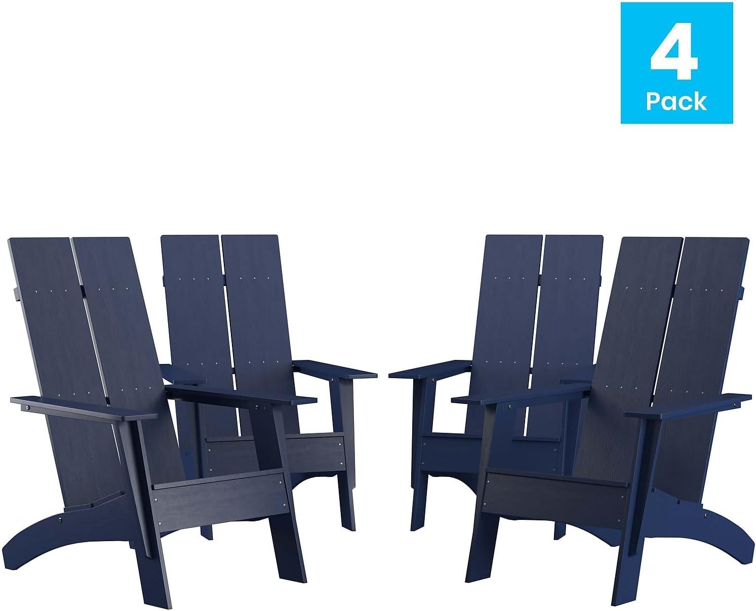 imageFlash Furniture Sawyer Modern Commercial 2Slat Back Adirondack Chair Navy Blue Commercial AllWeather Poly Resin Lounge ChairNavy
