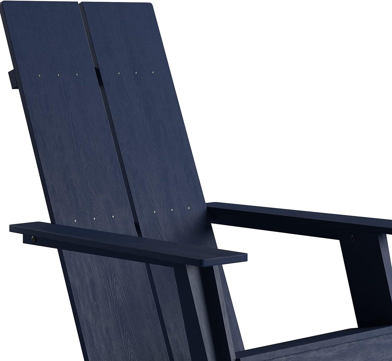 imageFlash Furniture Sawyer Modern Commercial 2Slat Back Adirondack Chair Navy Blue Commercial AllWeather Poly Resin Lounge ChairNavy