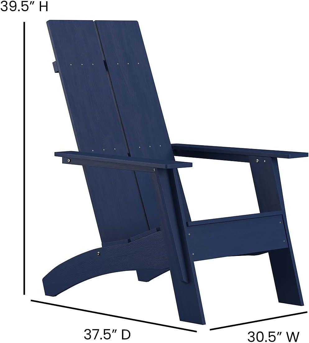 imageFlash Furniture Sawyer Modern Commercial 2Slat Back Adirondack Chair Navy Blue Commercial AllWeather Poly Resin Lounge ChairNavy