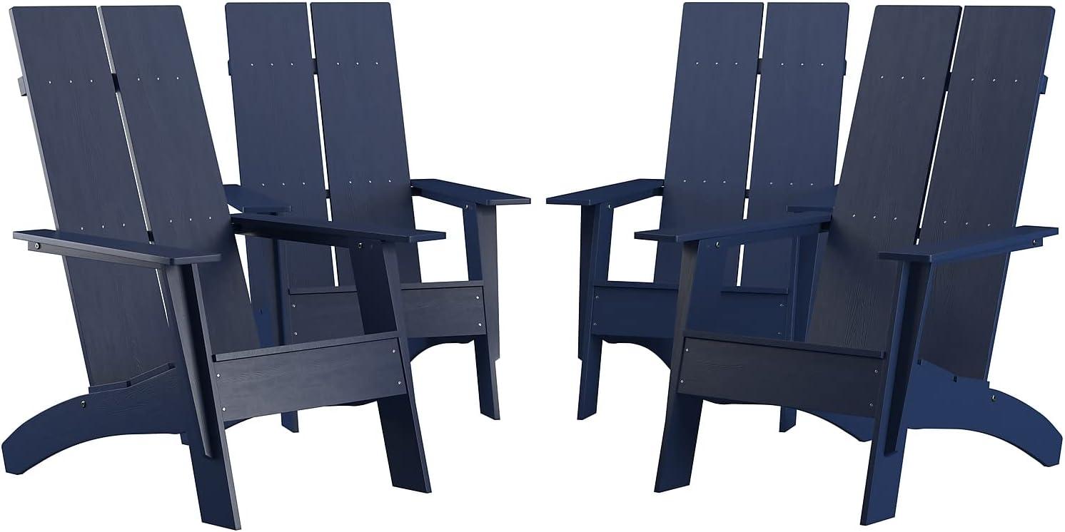 imageFlash Furniture Sawyer Modern Commercial 2Slat Back Adirondack Chair Navy Blue Commercial AllWeather Poly Resin Lounge ChairNavy