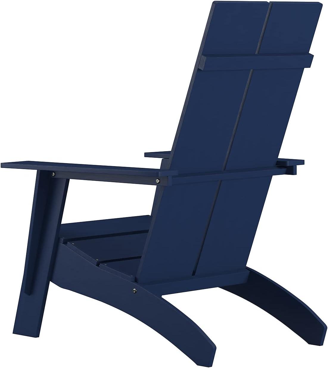 imageFlash Furniture Sawyer Modern Commercial 2Slat Back Adirondack Chair Navy Blue Commercial AllWeather Poly Resin Lounge ChairNavy