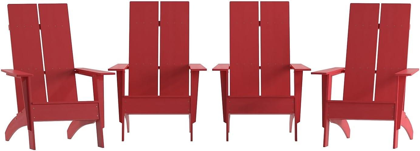 imageFlash Furniture Sawyer Modern Commercial 2Slat Back Adirondack Chair Navy Blue Commercial AllWeather Poly Resin Lounge ChairRed
