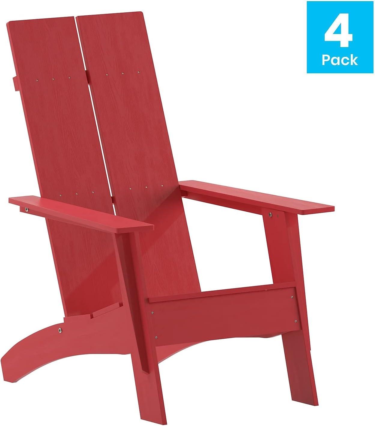 imageFlash Furniture Sawyer Modern Commercial 2Slat Back Adirondack Chair Navy Blue Commercial AllWeather Poly Resin Lounge ChairRed