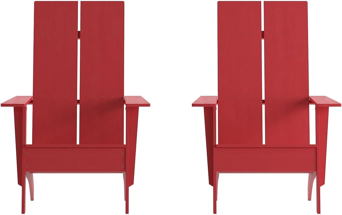 imageFlash Furniture Sawyer Modern Commercial 2Slat Back Adirondack Chair Navy Blue Commercial AllWeather Poly Resin Lounge ChairRed