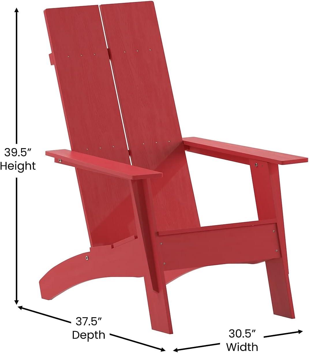 imageFlash Furniture Sawyer Modern Commercial 2Slat Back Adirondack Chair Navy Blue Commercial AllWeather Poly Resin Lounge ChairRed