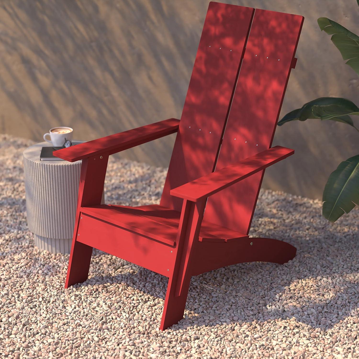 imageFlash Furniture Sawyer Modern Commercial 2Slat Back Adirondack Chair Navy Blue Commercial AllWeather Poly Resin Lounge ChairRed