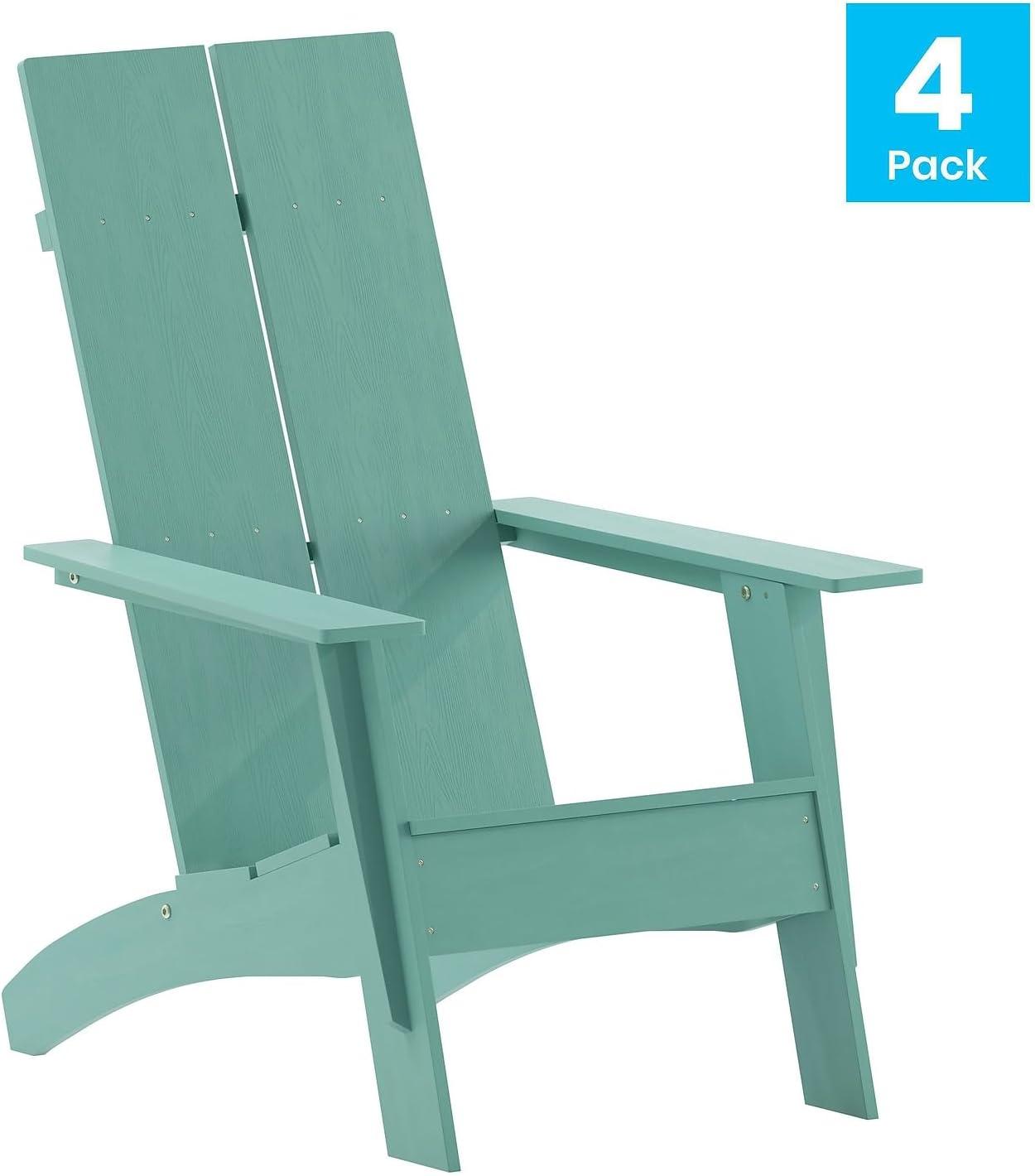 imageFlash Furniture Sawyer Modern Commercial 2Slat Back Adirondack Chair Navy Blue Commercial AllWeather Poly Resin Lounge ChairSea Foam