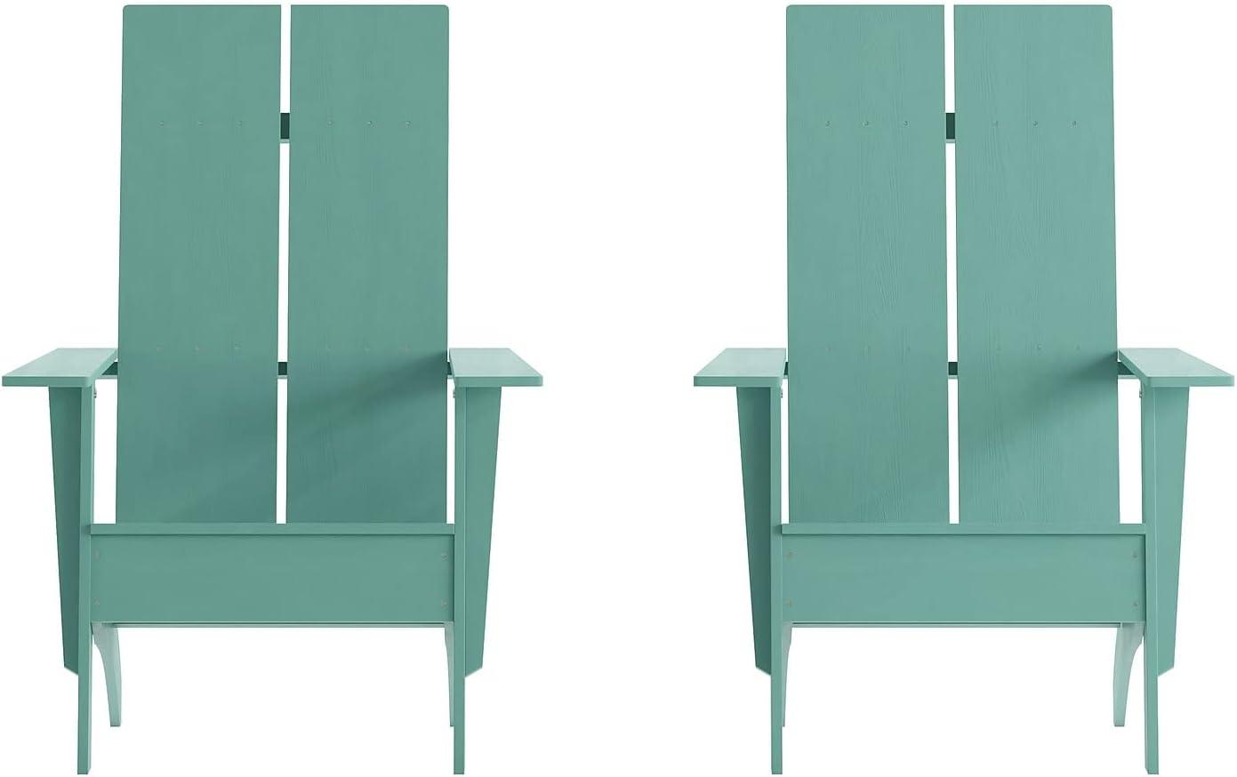 imageFlash Furniture Sawyer Modern Commercial 2Slat Back Adirondack Chair Navy Blue Commercial AllWeather Poly Resin Lounge ChairSea Foam