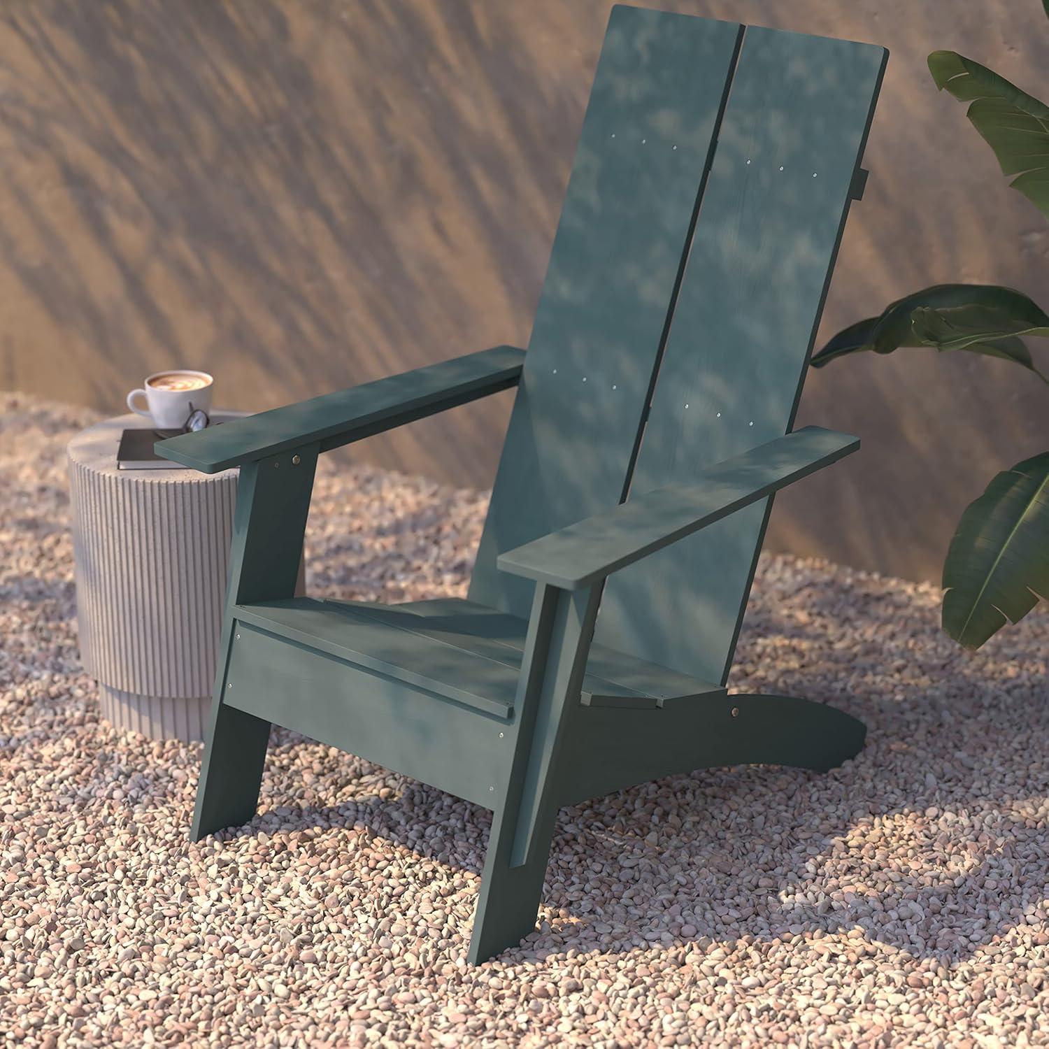 imageFlash Furniture Sawyer Modern Commercial 2Slat Back Adirondack Chair Navy Blue Commercial AllWeather Poly Resin Lounge ChairSea Foam