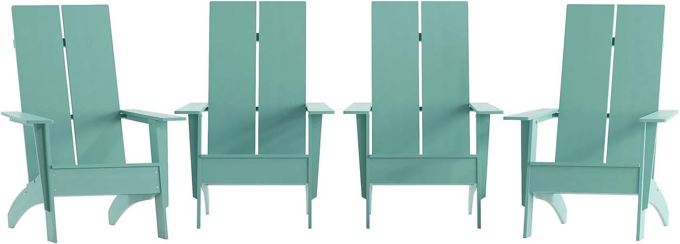 imageFlash Furniture Sawyer Modern Commercial 2Slat Back Adirondack Chair Navy Blue Commercial AllWeather Poly Resin Lounge ChairSea Foam