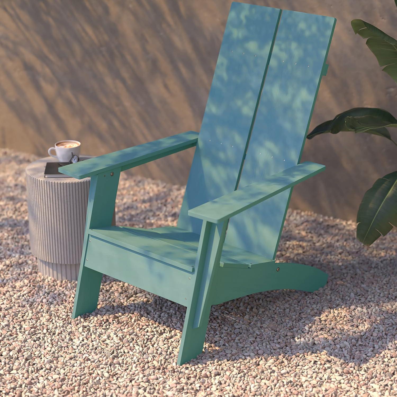 imageFlash Furniture Sawyer Modern Commercial 2Slat Back Adirondack Chair Navy Blue Commercial AllWeather Poly Resin Lounge ChairSea Foam