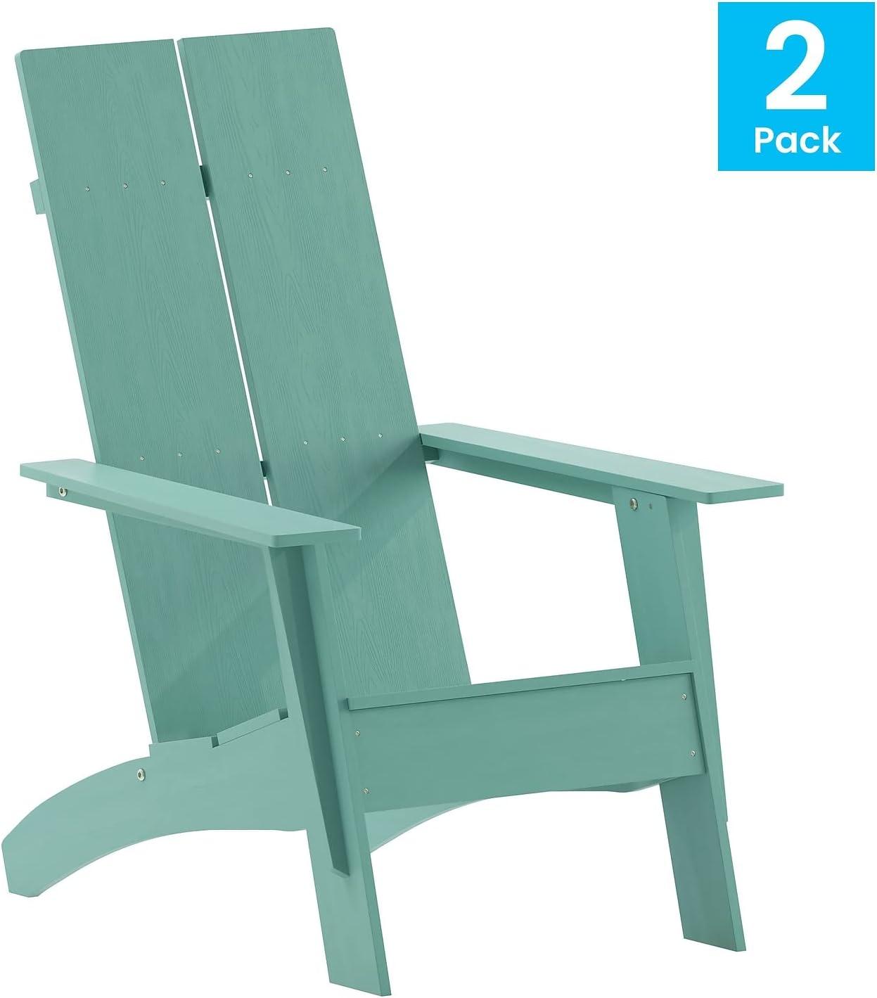 imageFlash Furniture Sawyer Modern Commercial 2Slat Back Adirondack Chair Navy Blue Commercial AllWeather Poly Resin Lounge ChairSea Foam