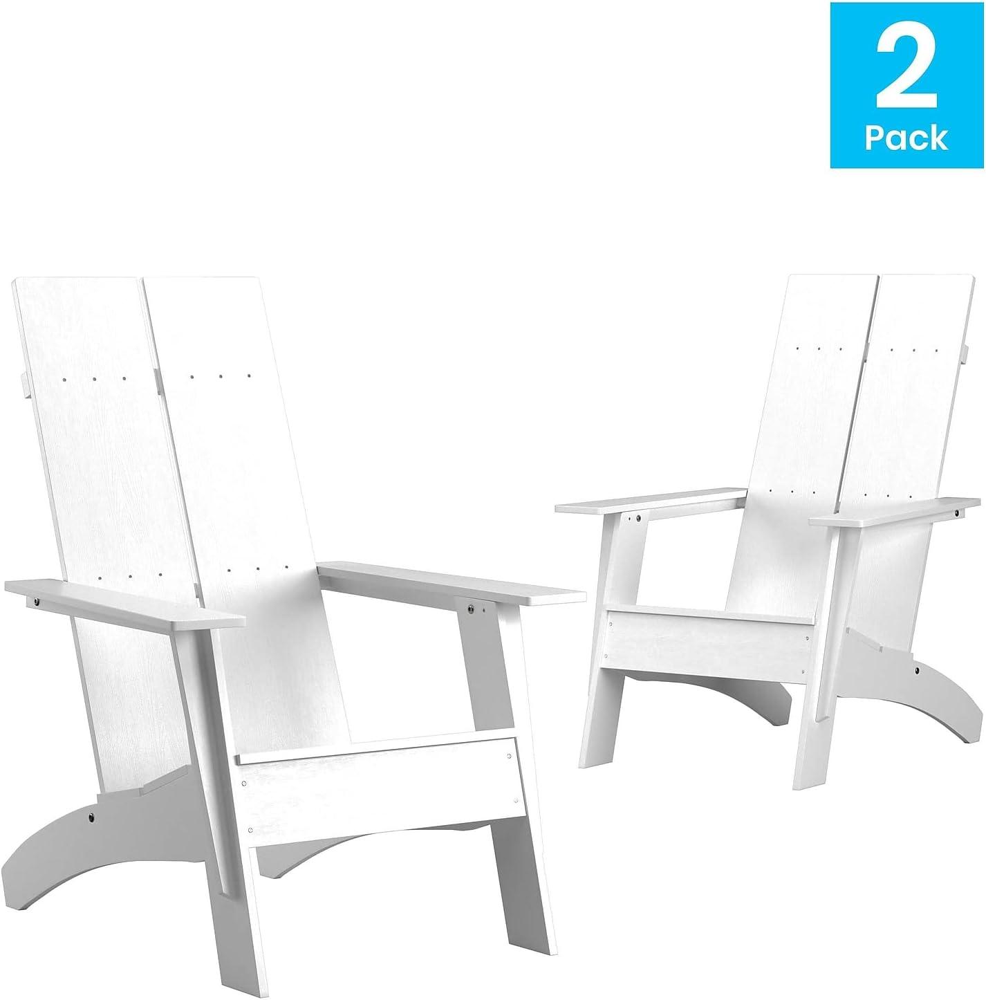 imageFlash Furniture Sawyer Modern Commercial 2Slat Back Adirondack Chair Navy Blue Commercial AllWeather Poly Resin Lounge ChairWhite