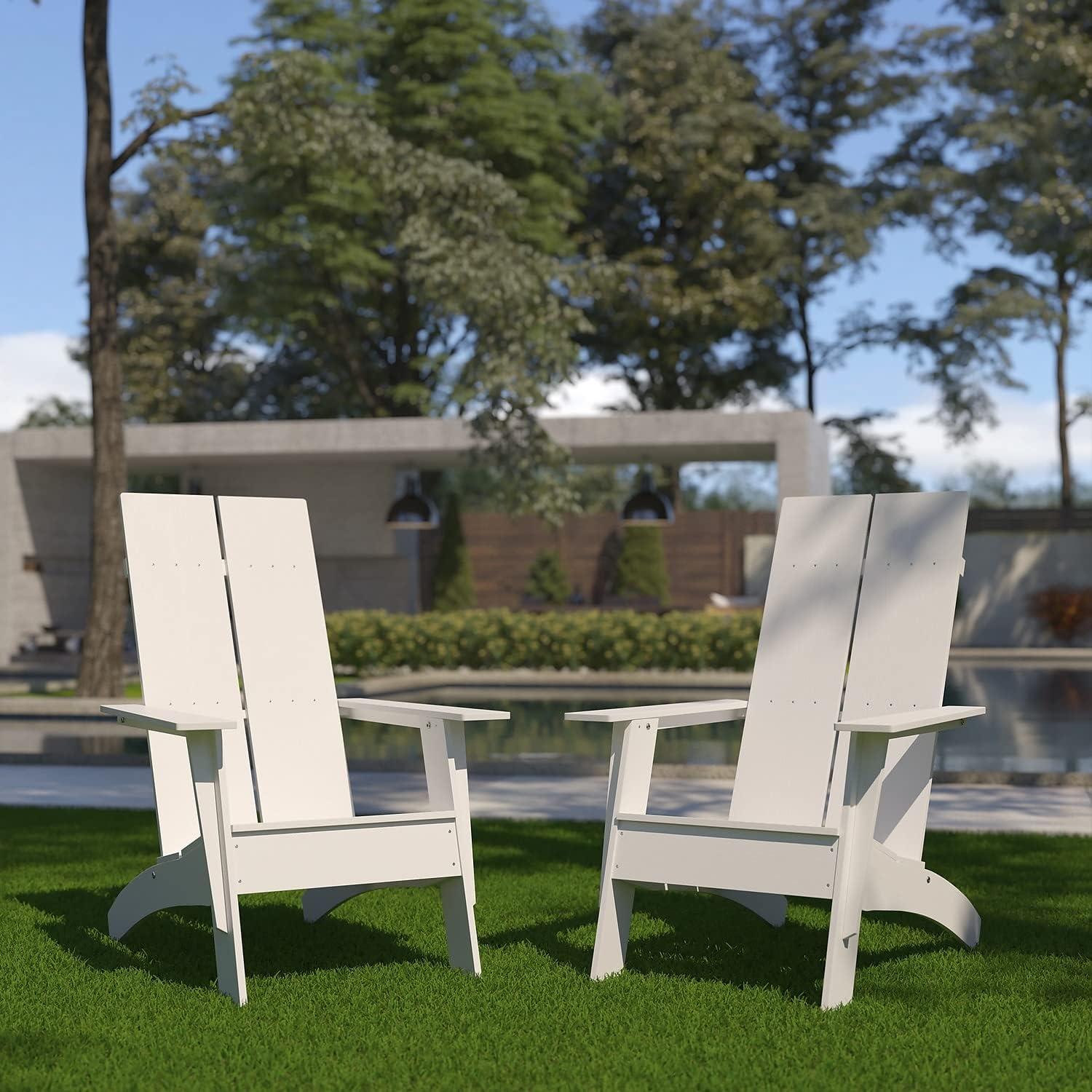 imageFlash Furniture Sawyer Modern Commercial 2Slat Back Adirondack Chair Navy Blue Commercial AllWeather Poly Resin Lounge ChairWhite