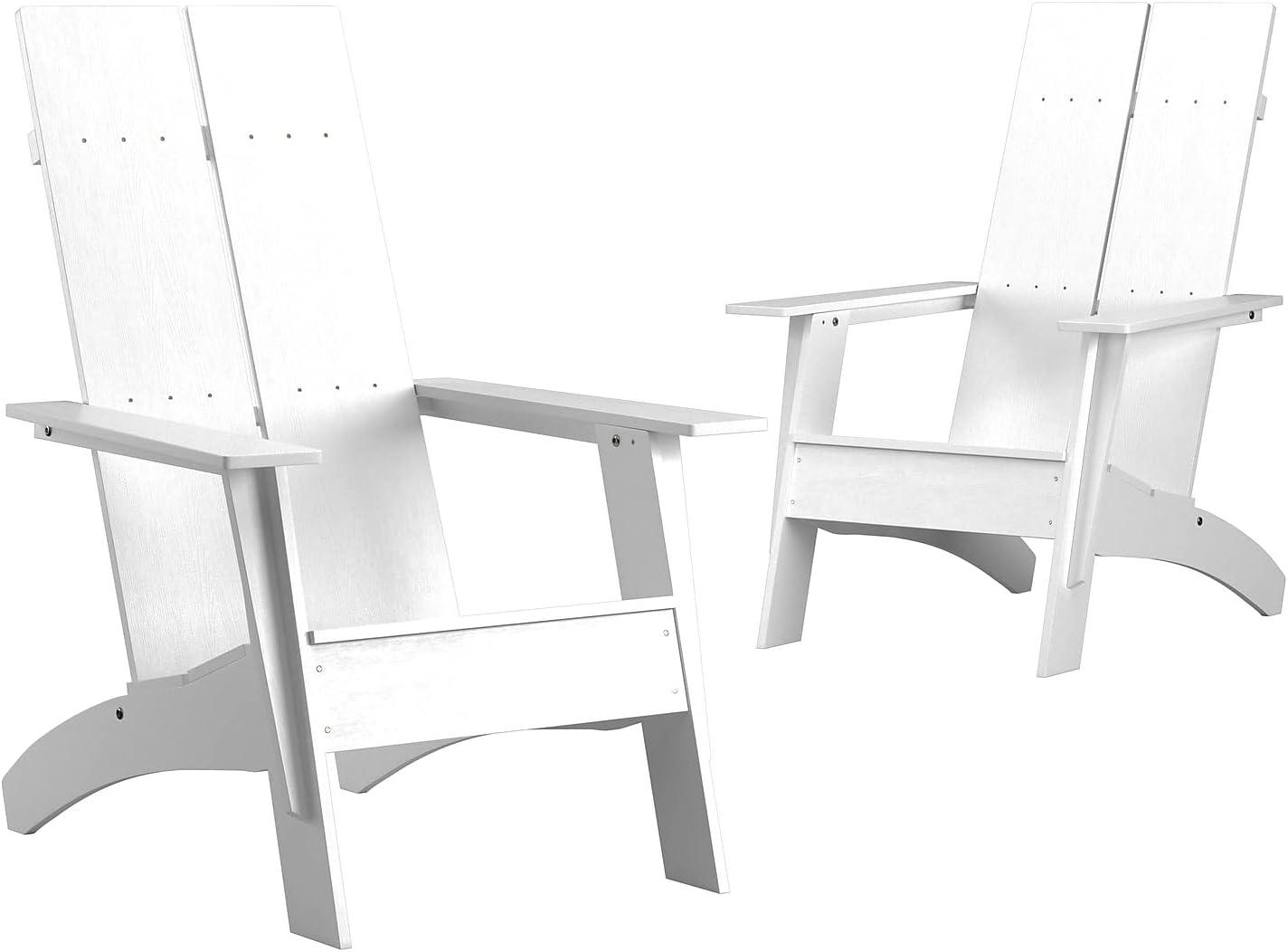 imageFlash Furniture Sawyer Modern Commercial 2Slat Back Adirondack Chair Navy Blue Commercial AllWeather Poly Resin Lounge ChairWhite