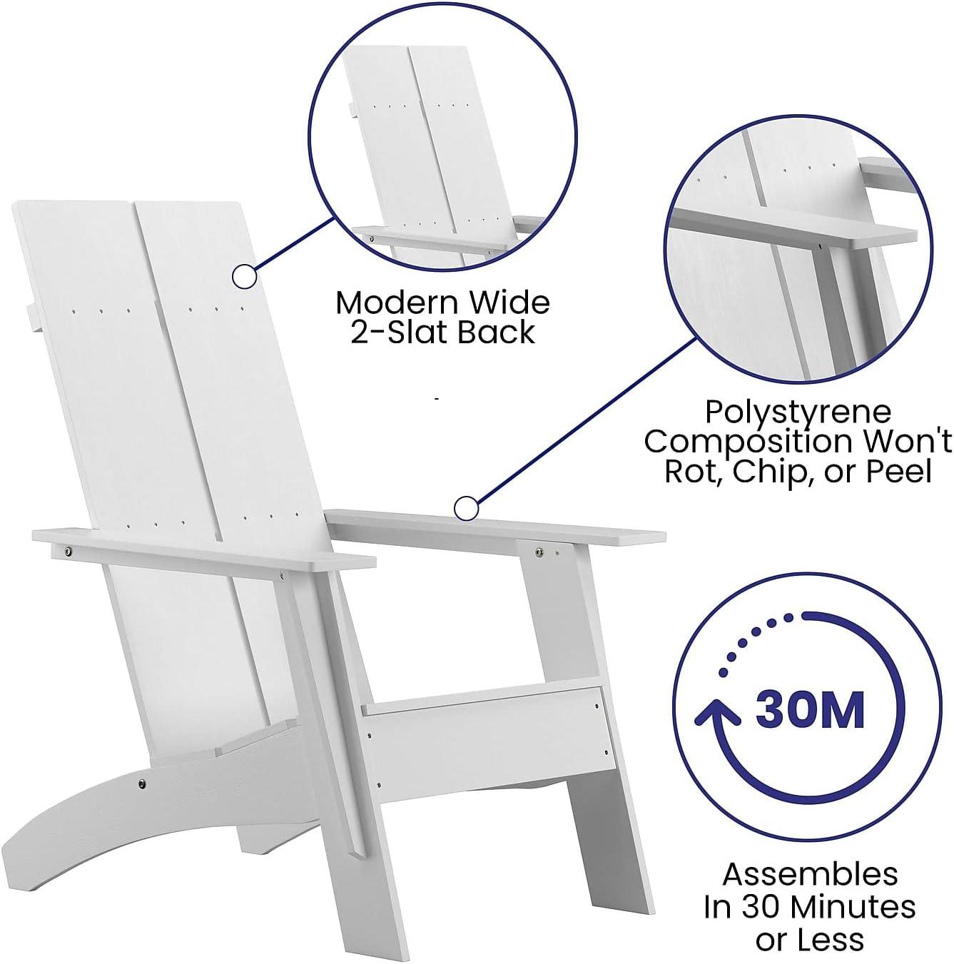 imageFlash Furniture Sawyer Modern Commercial 2Slat Back Adirondack Chair Navy Blue Commercial AllWeather Poly Resin Lounge ChairWhite