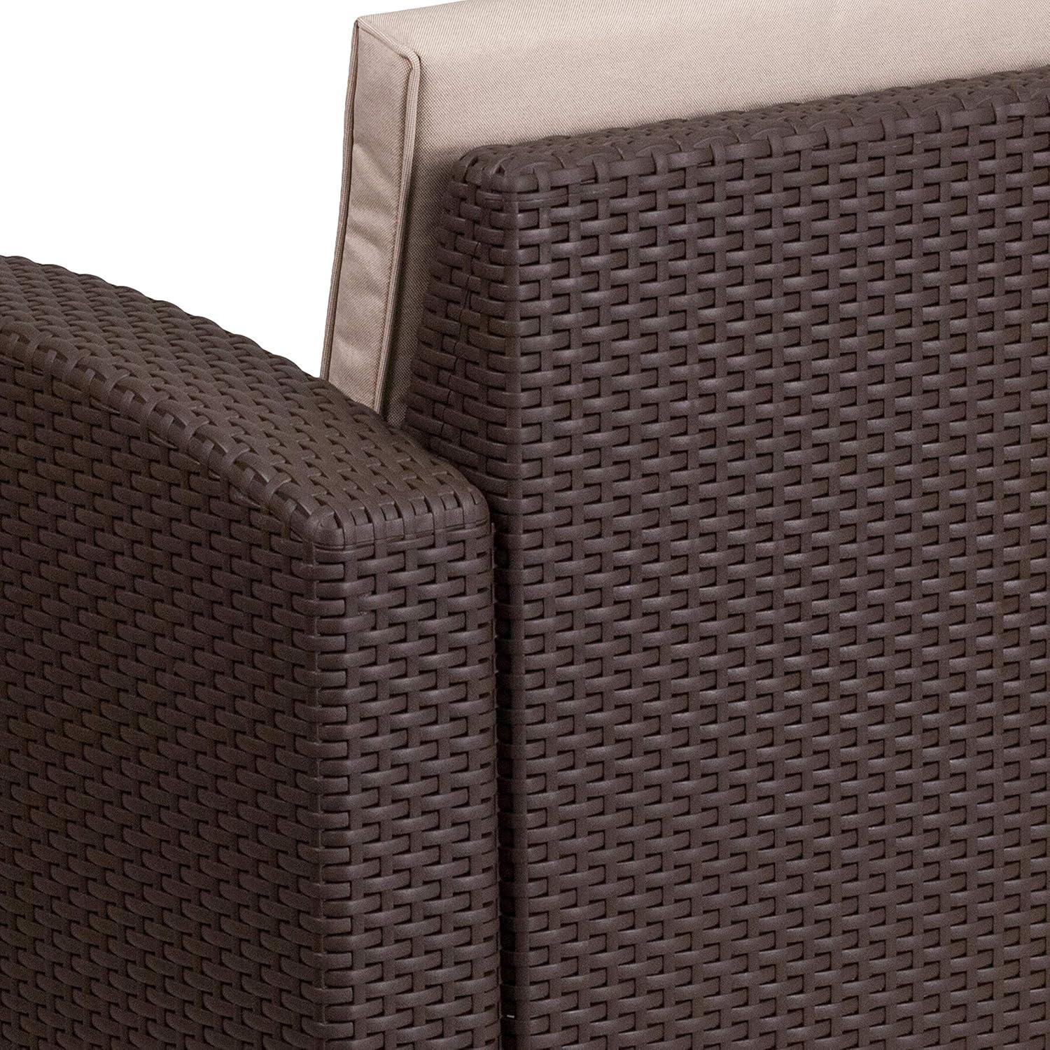 imageFlash Furniture Seneca Chocolate Brown Faux Rattan Chair with AllWeather Beige CushionChocolate Brown