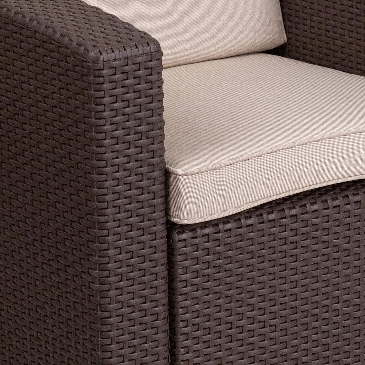 imageFlash Furniture Seneca Chocolate Brown Faux Rattan Chair with AllWeather Beige CushionChocolate Brown