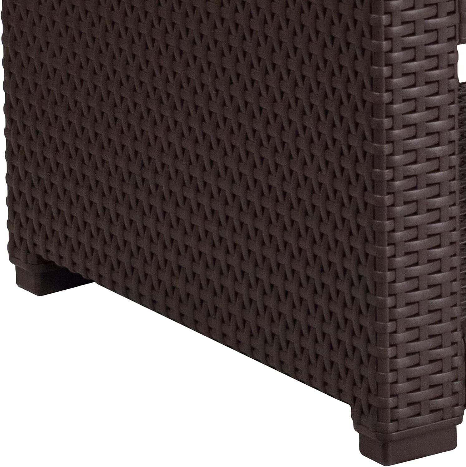 imageFlash Furniture Seneca IndoorOutdoor Chocolate Brown Faux Rattan Coffee Table with Open StorageChocolate Brown