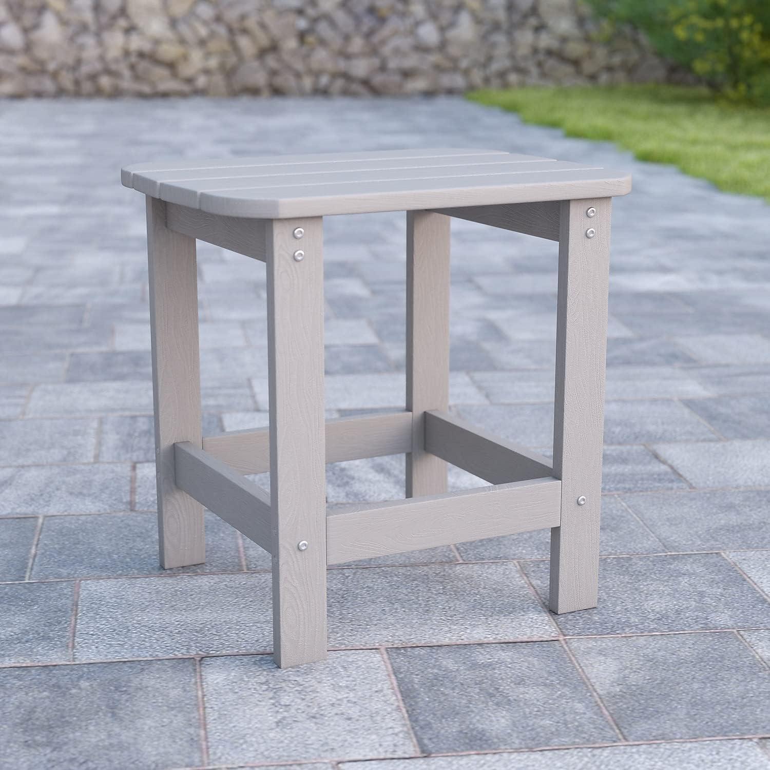imageFlash Furniture Set of 2 Adirondack Rocking Chairs with Polyresin Side Table Gray