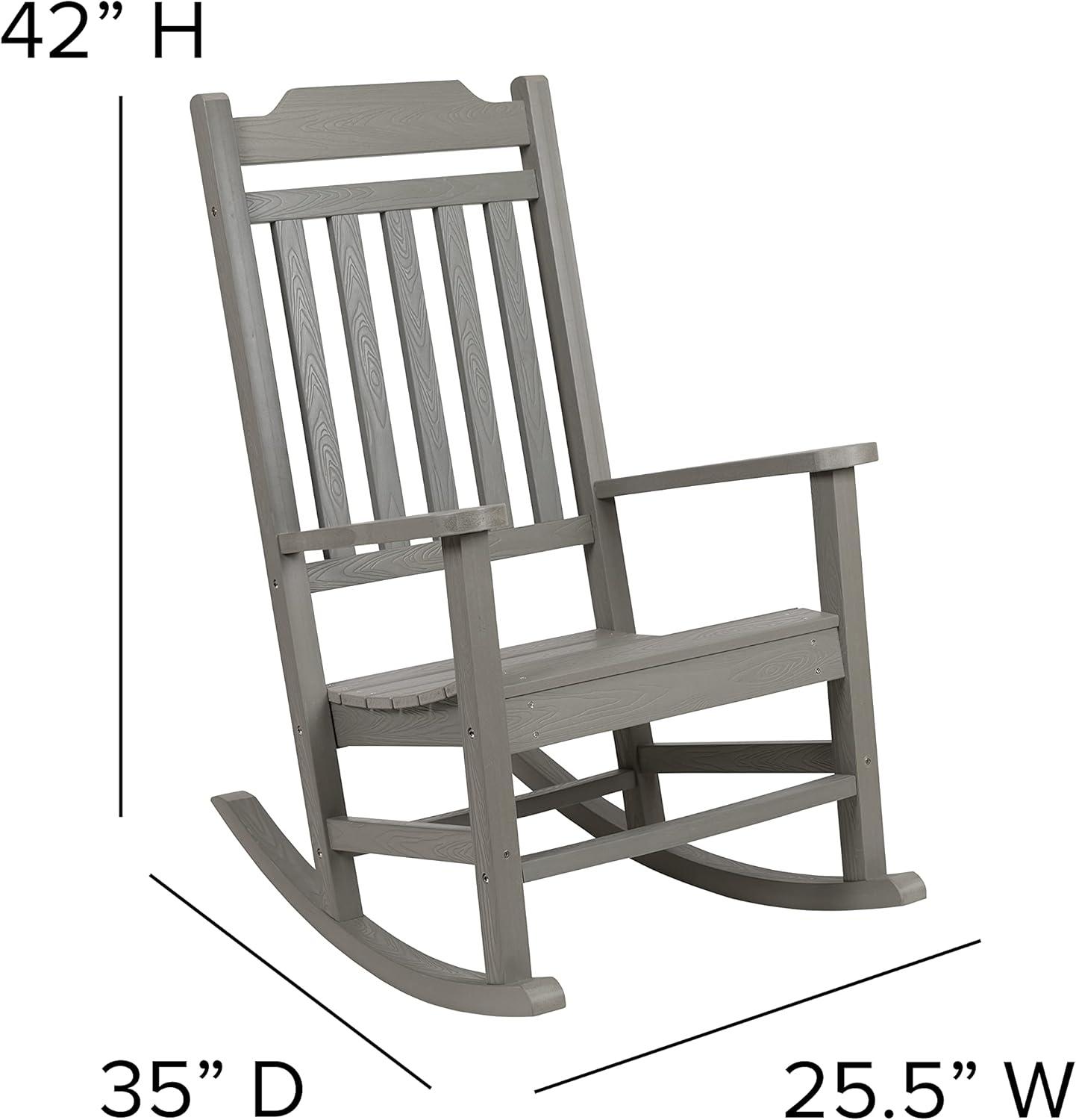imageFlash Furniture Set of 2 Savannah Adirondack Rocking Chairs Commercial Grade AllWeather Sea Foam Poly Resin Wood Matching Side TableGrey