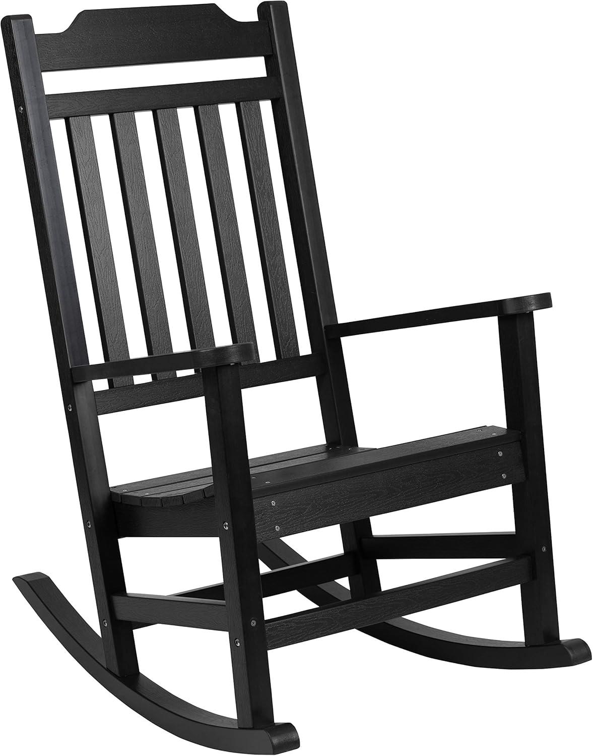 imageFlash Furniture Set of 2 Winston AllWeather Rocking Chair in Red Faux WoodBlack