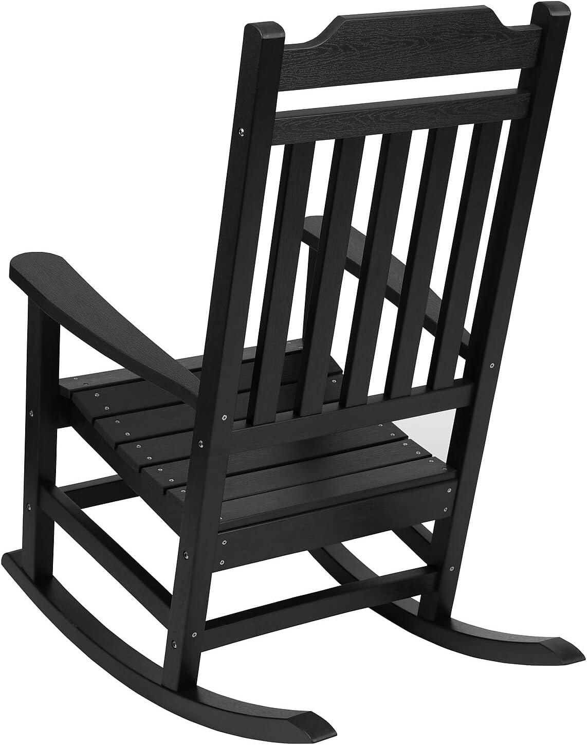 imageFlash Furniture Set of 2 Winston AllWeather Rocking Chair in Red Faux WoodBlack