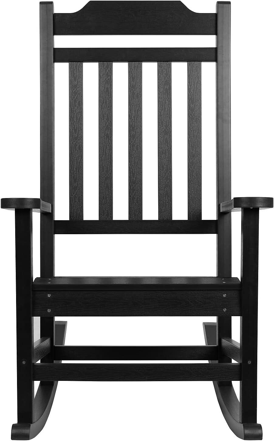 imageFlash Furniture Set of 2 Winston AllWeather Rocking Chair in Red Faux WoodBlack