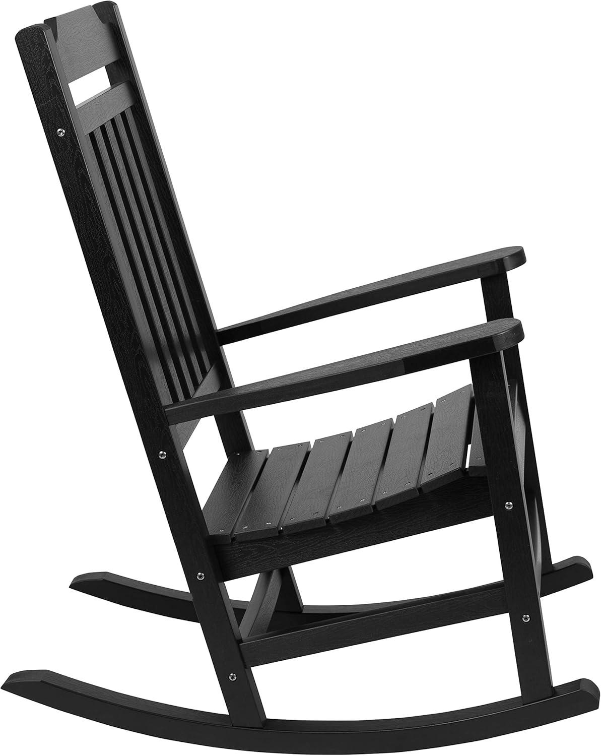 imageFlash Furniture Set of 2 Winston AllWeather Rocking Chair in Red Faux WoodBlack