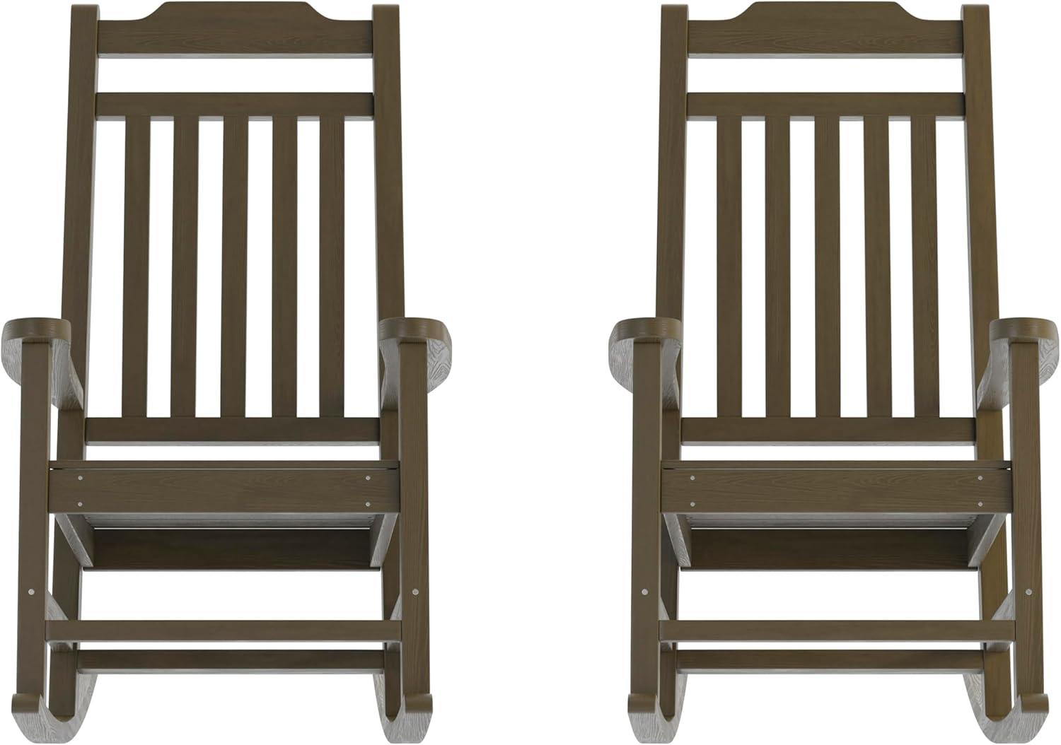 imageFlash Furniture Set of 2 Winston AllWeather Rocking Chair in Red Faux WoodMahogany