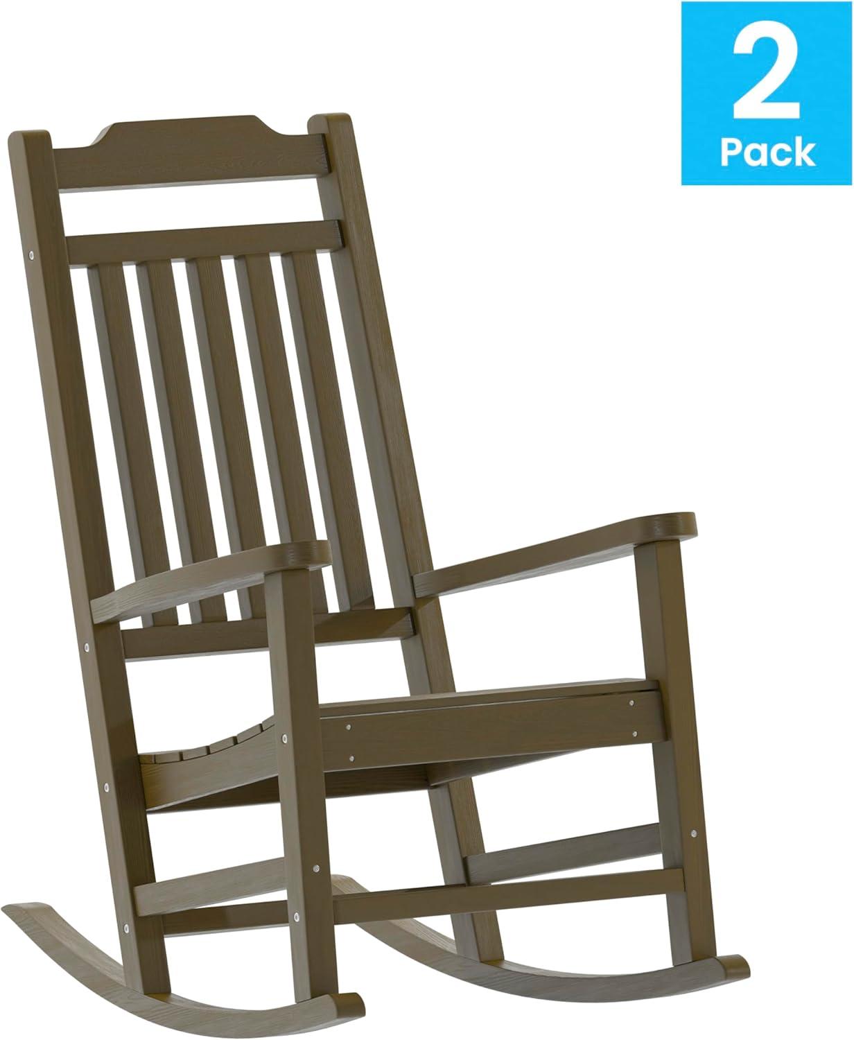 imageFlash Furniture Set of 2 Winston AllWeather Rocking Chair in Red Faux WoodMahogany