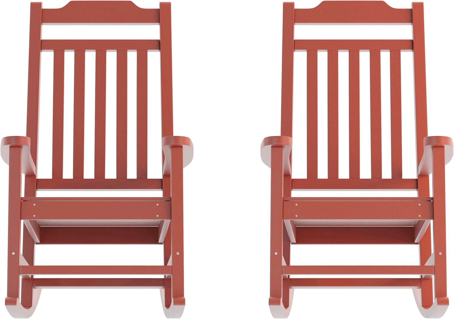 imageFlash Furniture Set of 2 Winston AllWeather Rocking Chair in Red Faux WoodRed