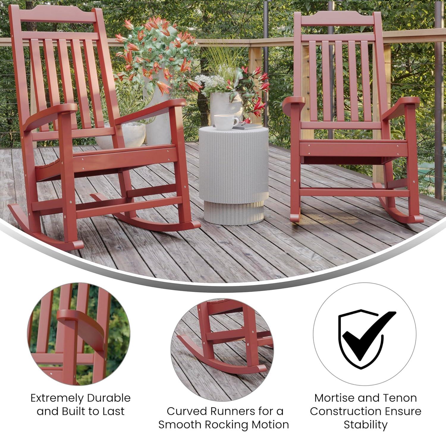 imageFlash Furniture Set of 2 Winston AllWeather Rocking Chair in Red Faux WoodRed