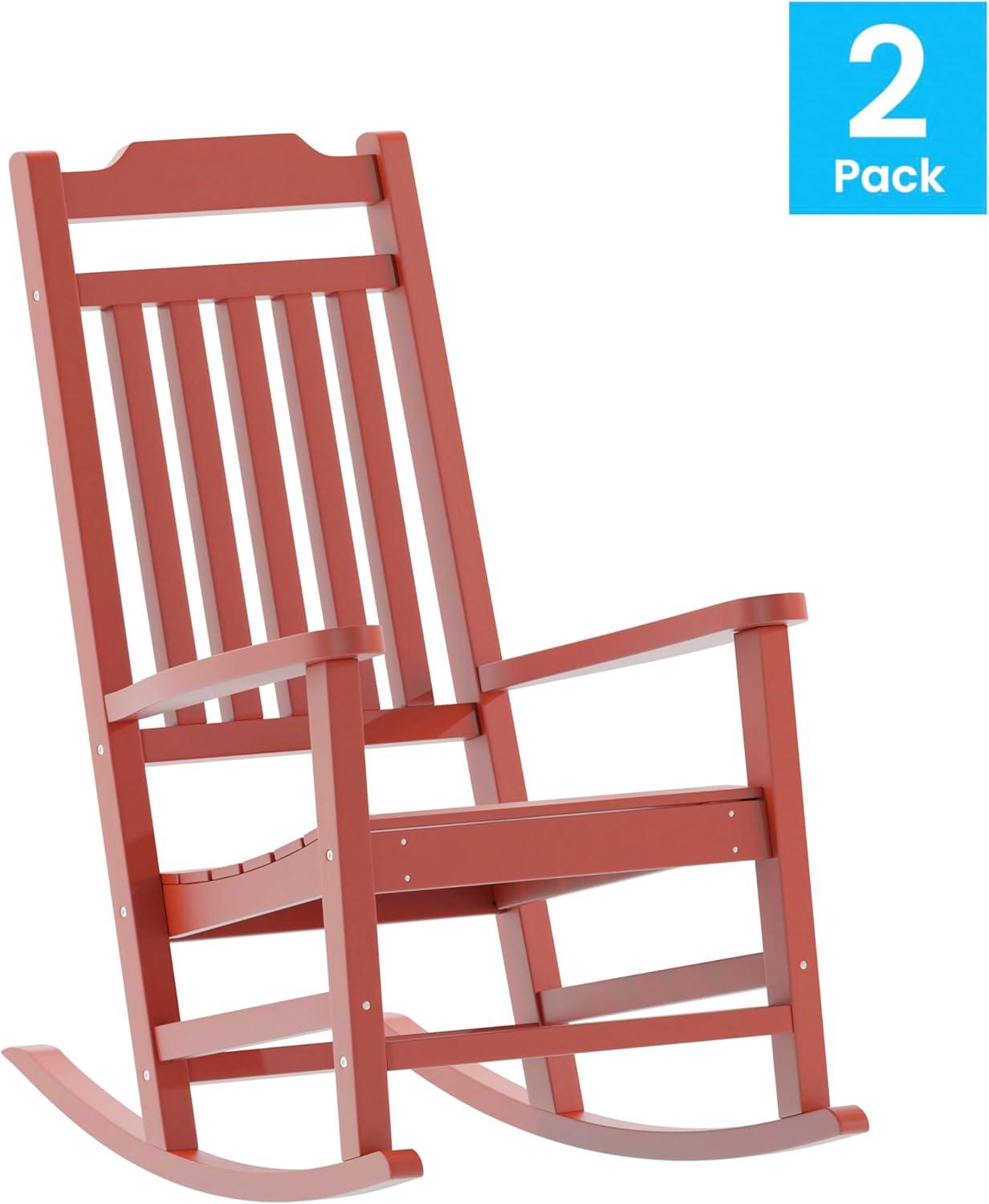 imageFlash Furniture Set of 2 Winston AllWeather Rocking Chair in Red Faux WoodRed