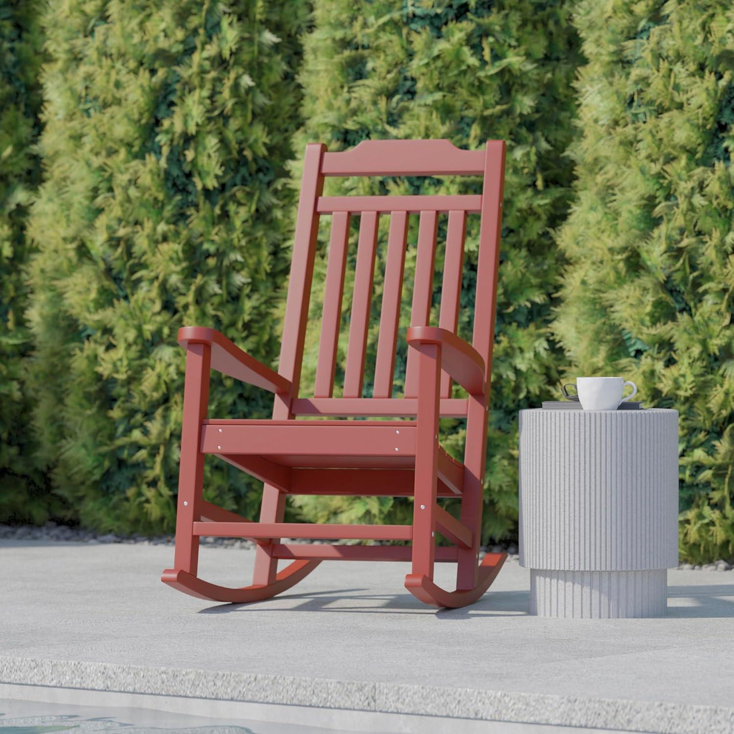imageFlash Furniture Set of 2 Winston AllWeather Rocking Chair in Red Faux WoodRed