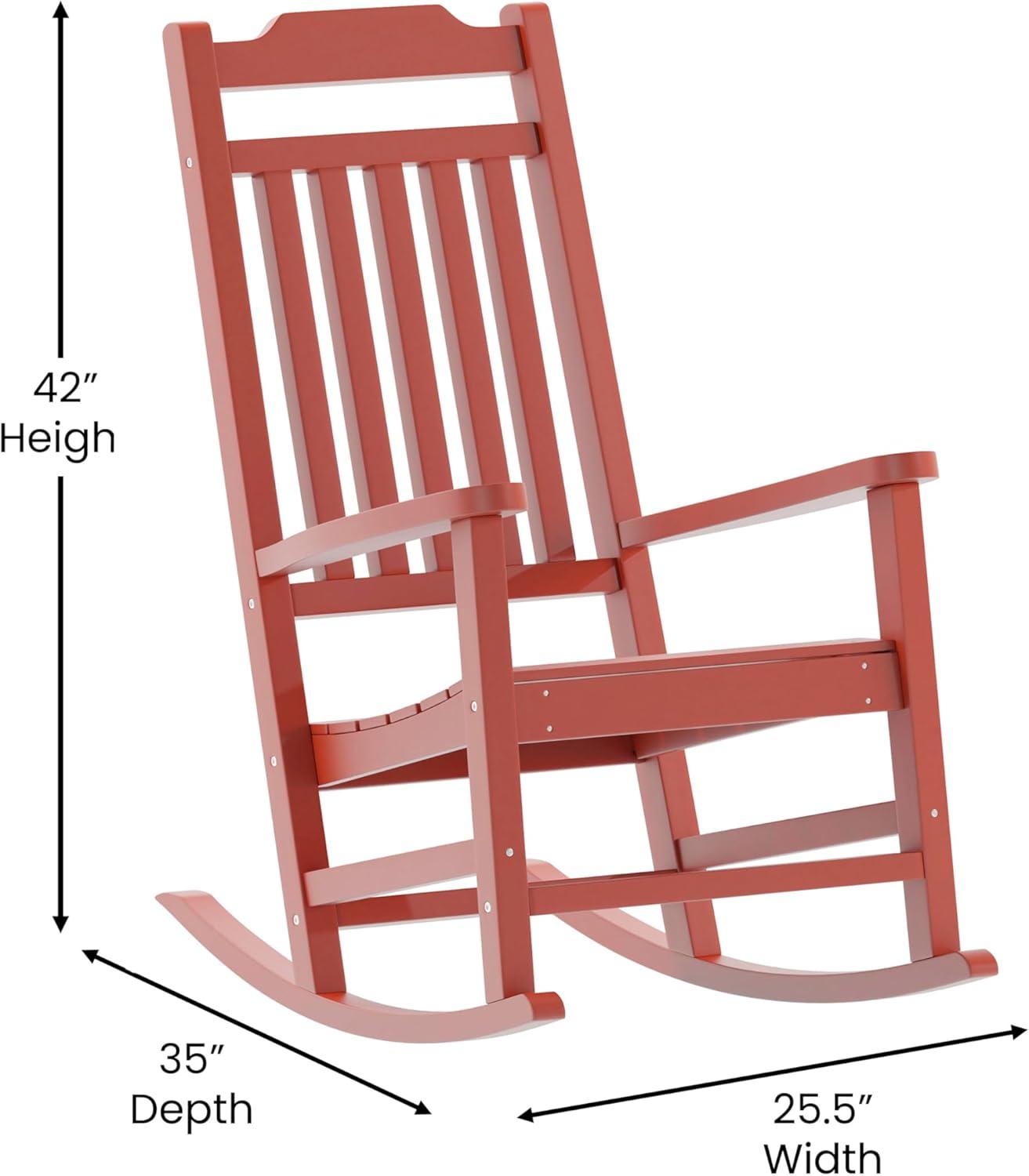 imageFlash Furniture Set of 2 Winston AllWeather Rocking Chair in Red Faux WoodRed