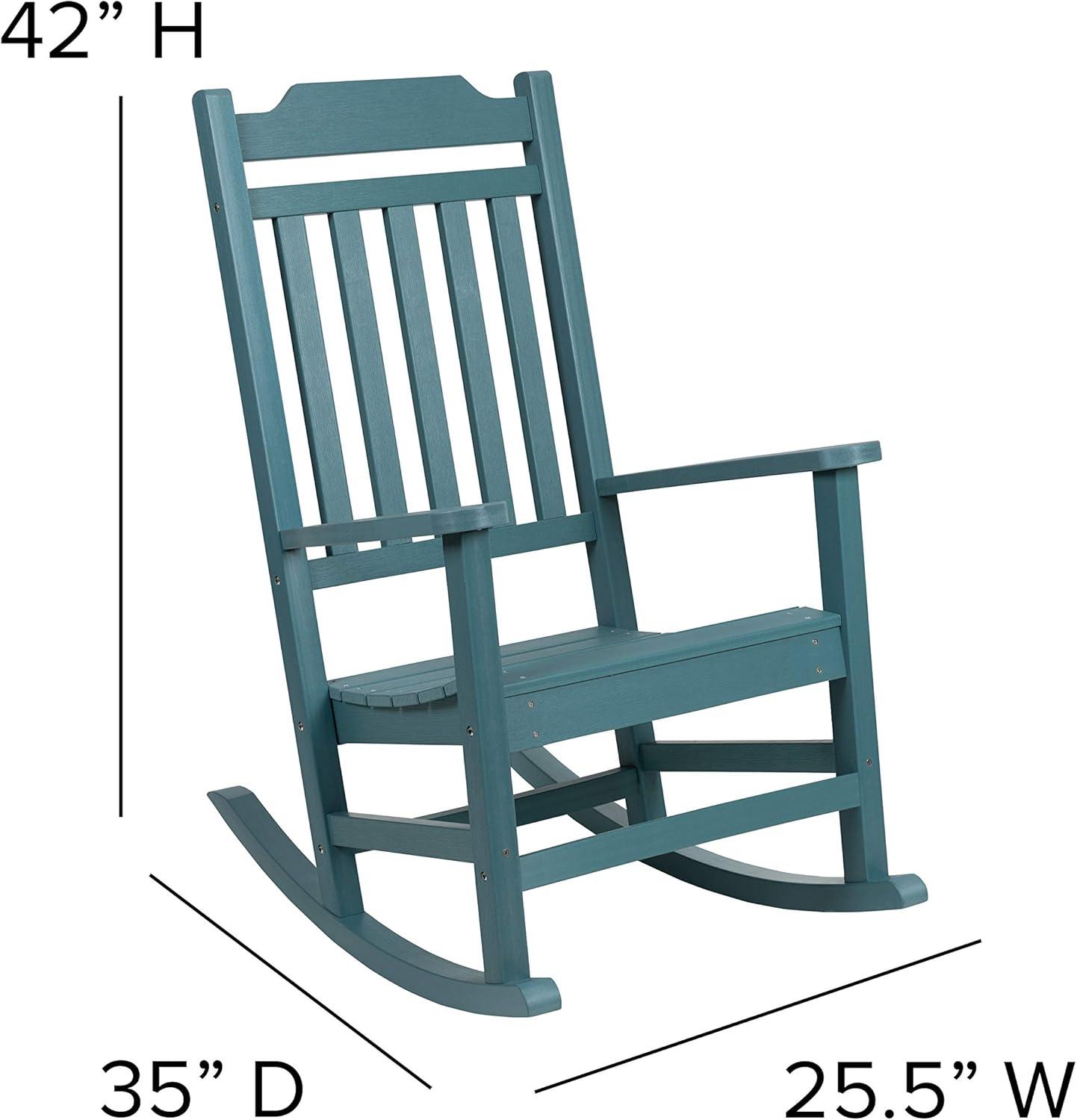 imageFlash Furniture Set of 2 Winston AllWeather Rocking Chair in Red Faux WoodTeal
