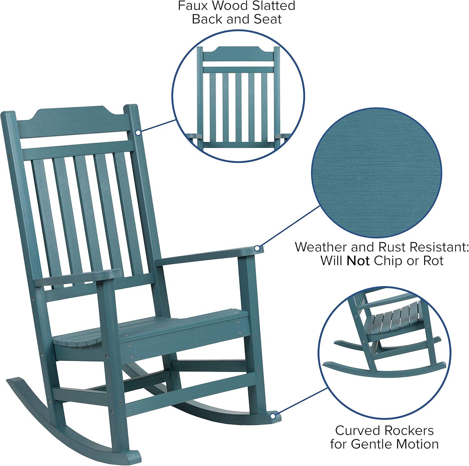 imageFlash Furniture Set of 2 Winston AllWeather Rocking Chair in Red Faux WoodTeal