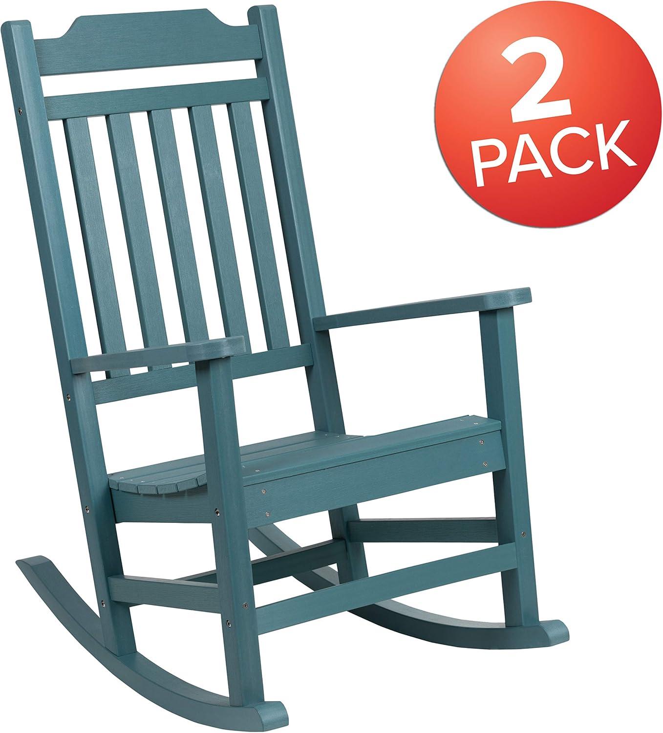 imageFlash Furniture Set of 2 Winston AllWeather Rocking Chair in Red Faux WoodTeal