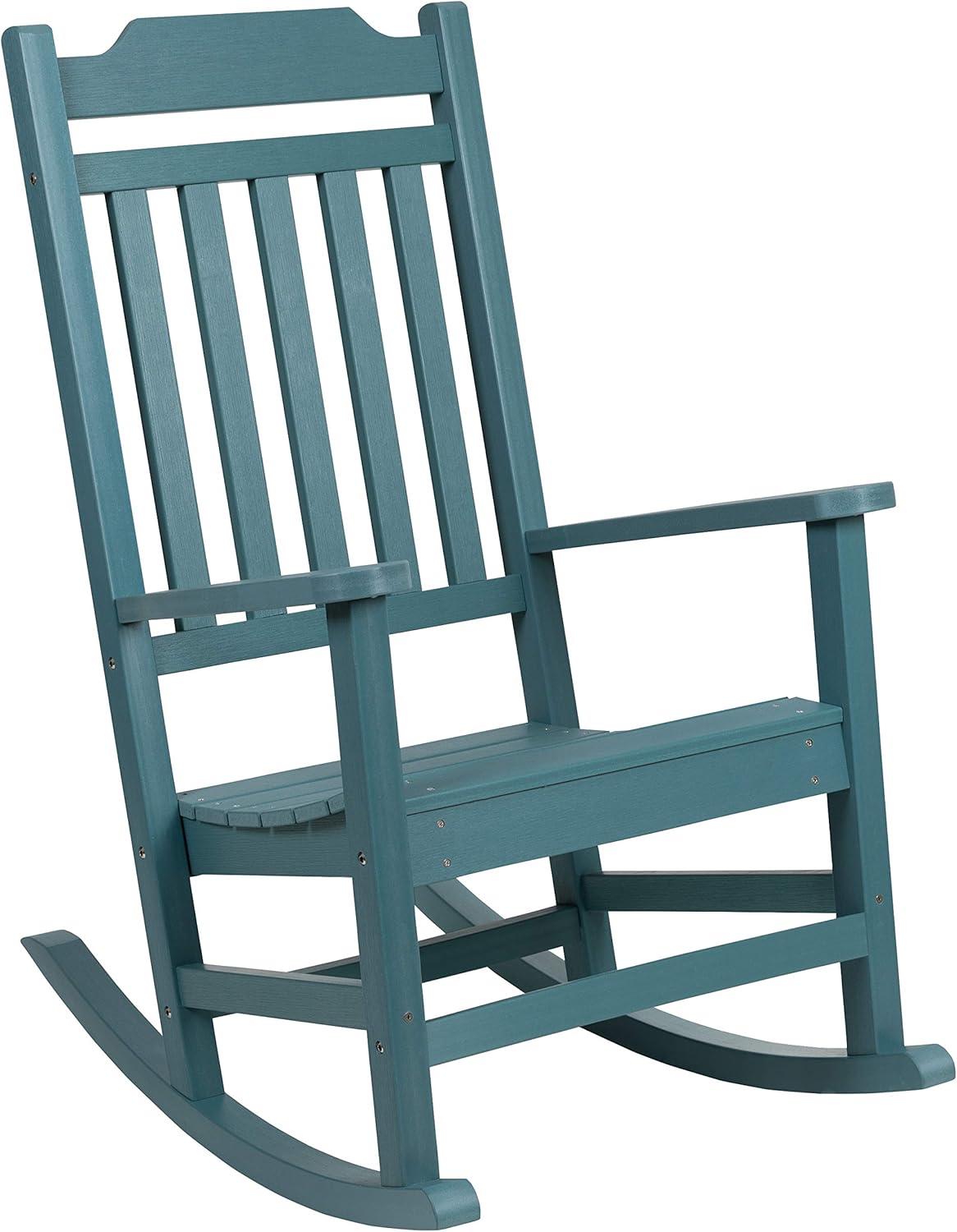 imageFlash Furniture Set of 2 Winston AllWeather Rocking Chair in Red Faux WoodTeal