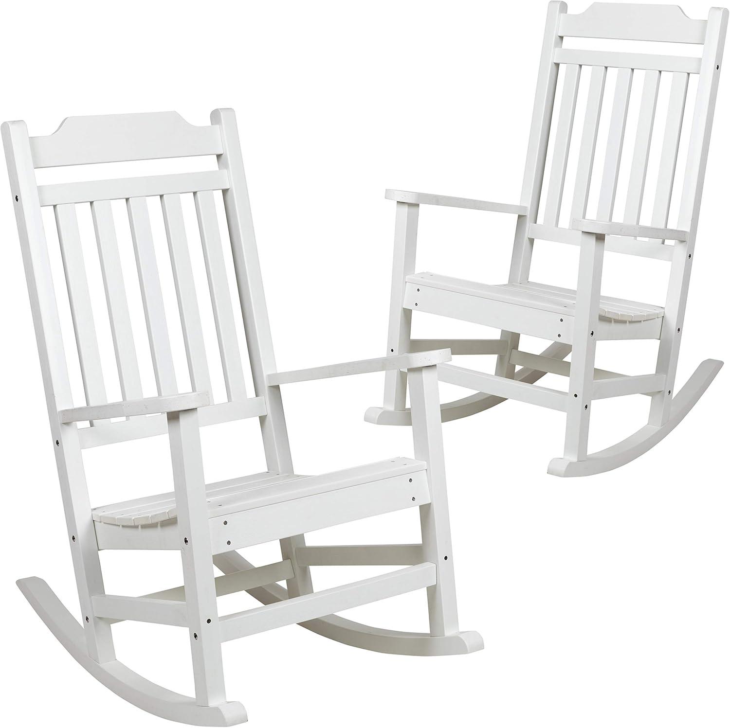 imageFlash Furniture Set of 2 Winston AllWeather Rocking Chair in Red Faux WoodWhite