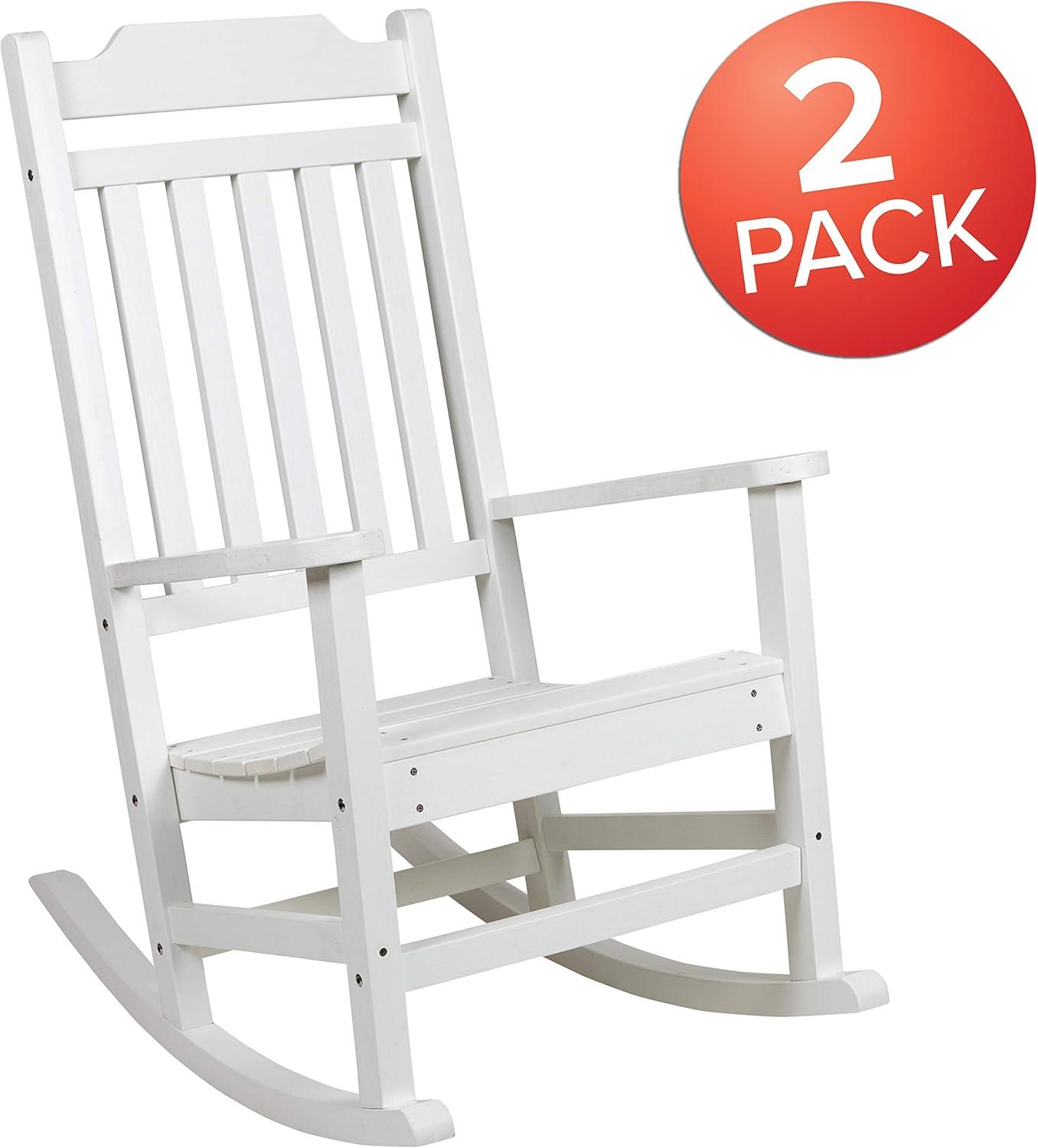 imageFlash Furniture Set of 2 Winston AllWeather Rocking Chair in Red Faux WoodWhite
